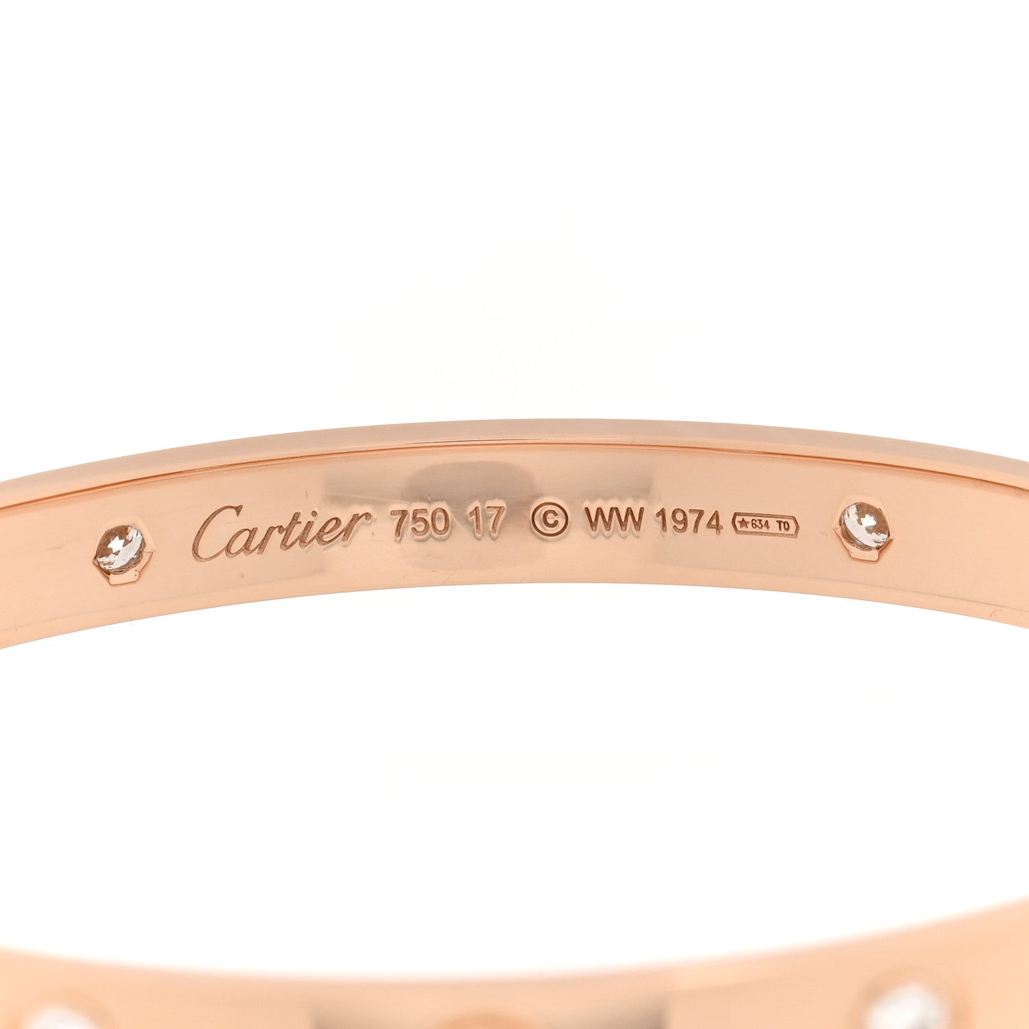 Cartier 18K Pink Gold 4 Diamond LOVE Bracelet 17 2 of 6