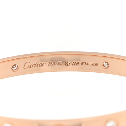 Cartier 18K Pink Gold 4 Diamond LOVE Bracelet 17 2 of 6