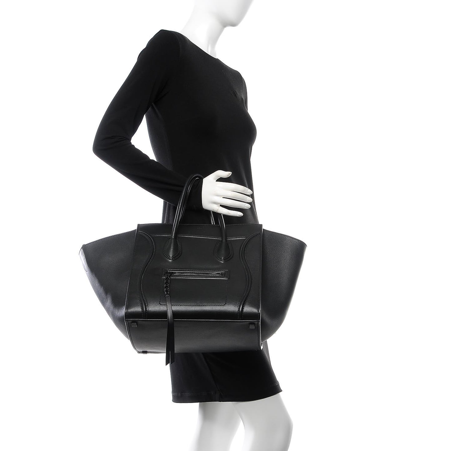 Smooth Calfskin Medium Phantom Luggage Black