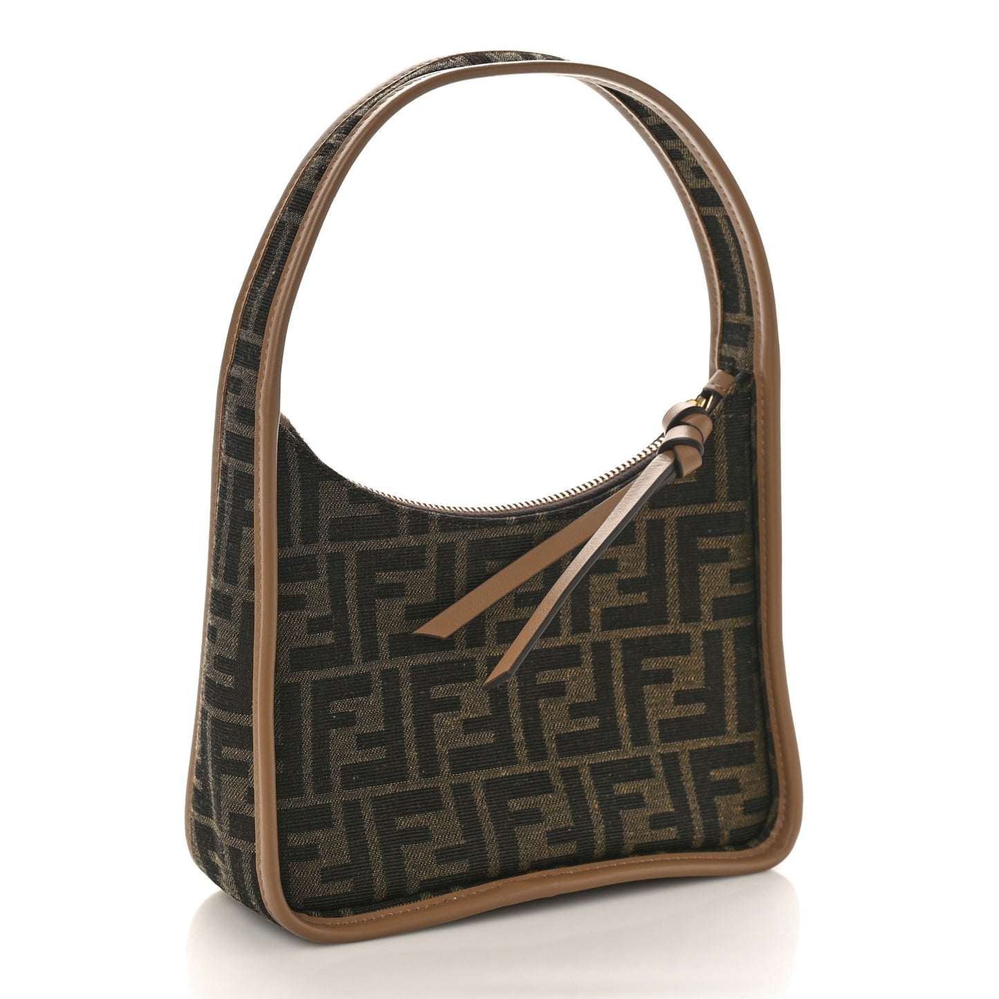 Fabric Jacquard Vitello Grace FF 1974 Mini Fendessence Shoulder Bag Tobacco Moro Ebano