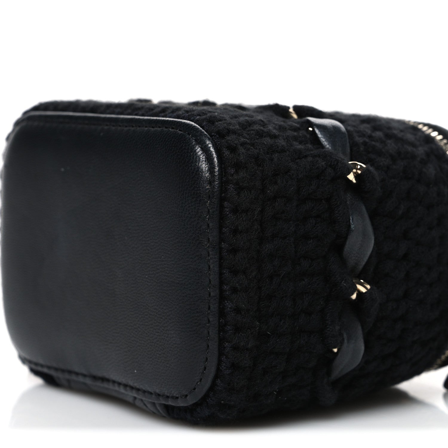 Chanel Lambskin Crochet Quilted Mini Vanity Case With Chain Black 10 of 10
