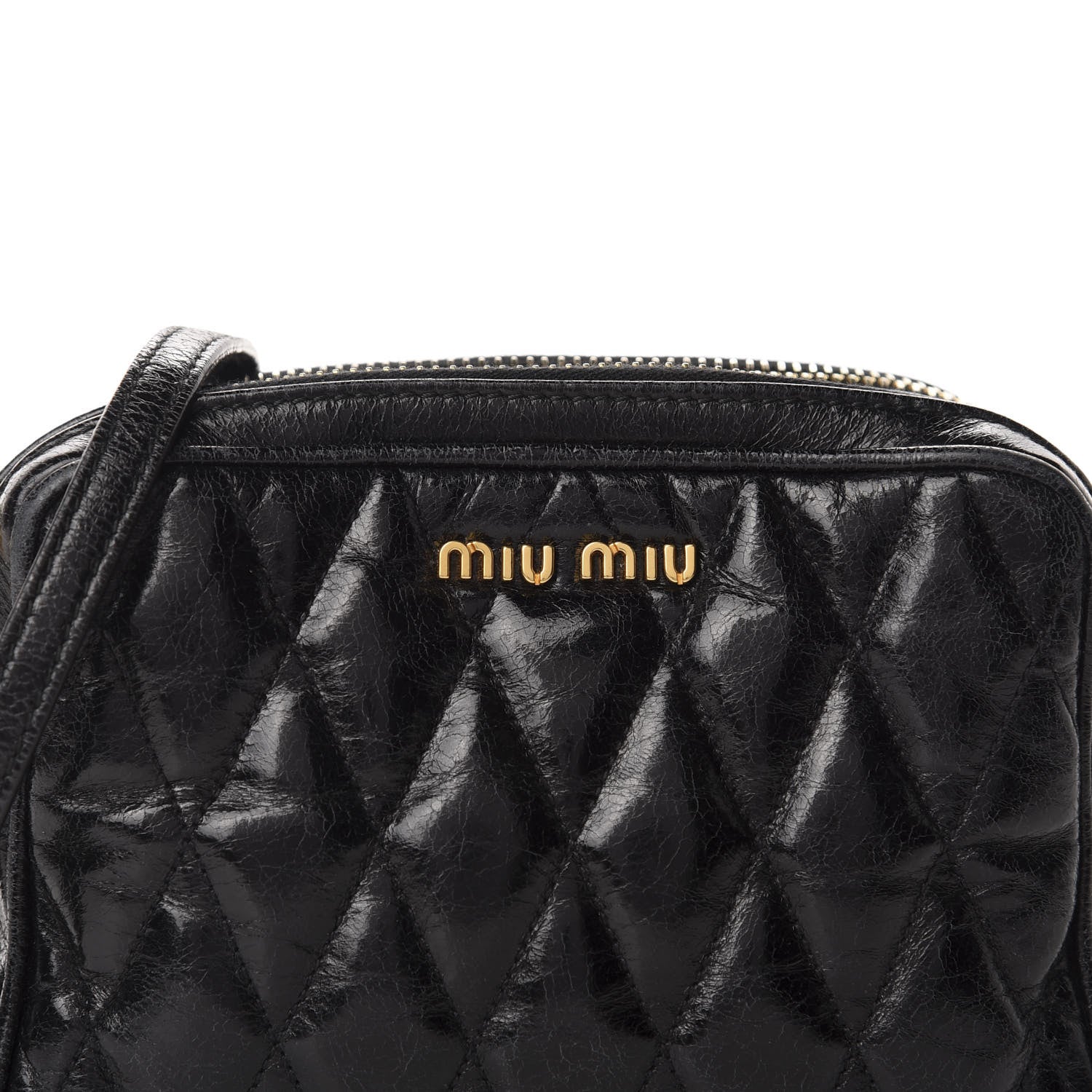 Miu Miu Vitello Shine Quilted Camera Bag Black 10 of 10