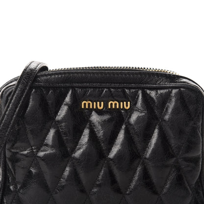 Miu Miu Vitello Shine Quilted Camera Bag Black 10 of 10