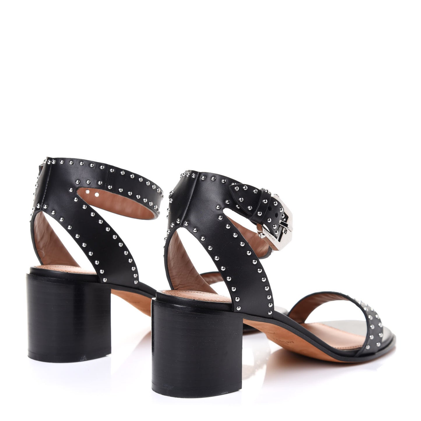 Calfskin Studded Elegant Sandals 40 Black