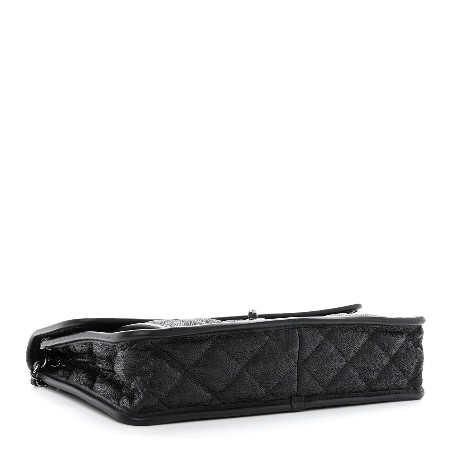 Caviar Quilted Large French Riviera Flap Black