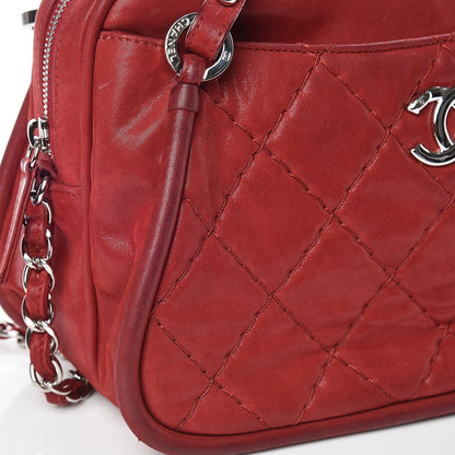 Chanel Iridescent Calfskin Quilted Relax CC Camera Case Red 10 of 16