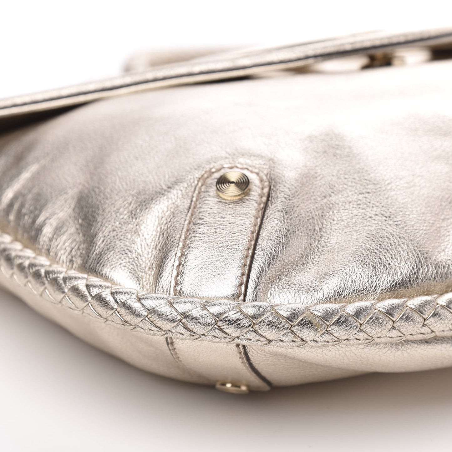 Metallic Calfskin Medium Britt Tassel Shoulder Bag Platinum