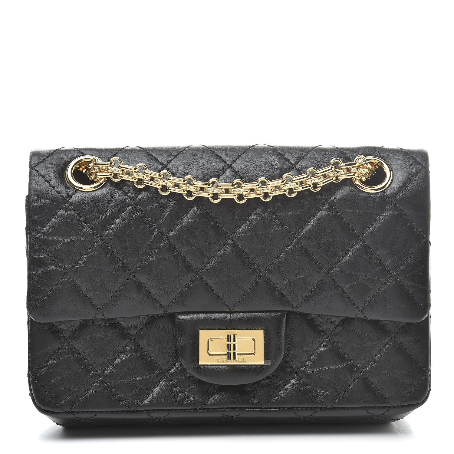 Chanel Aged Calfskin Quilted 2.55 Reissue Mini Flap Black 1 of 12