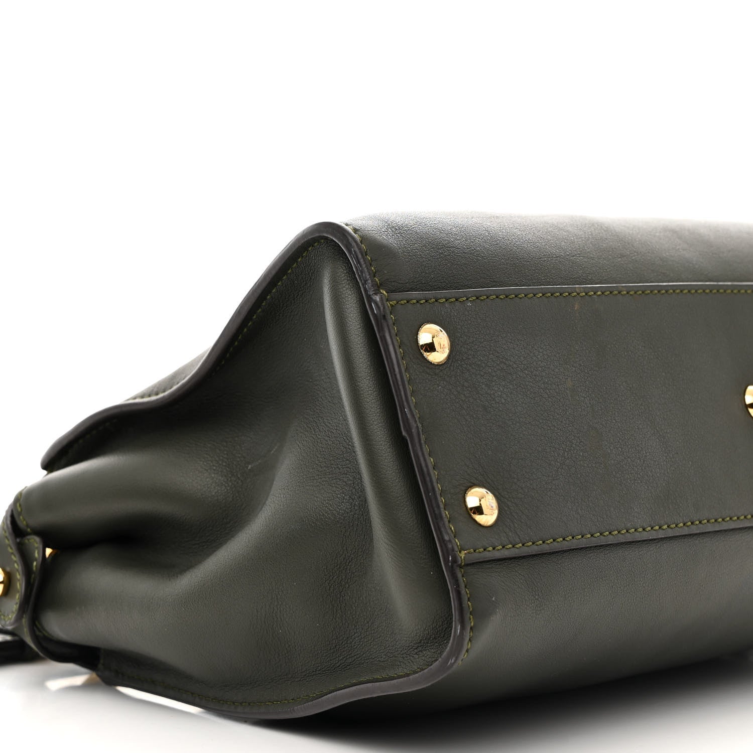 Fendi Vitello Seta Shiny Nappa Medium Peekaboo Iconic Satchel Verde Prato Makeup 10 of 18