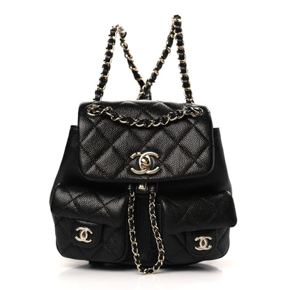 Chanel Shiny Caviar Quilted Small Duma Pockets Drawstring Backpack Black 1 of 10