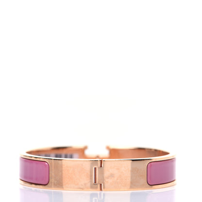 Hermes Enamel Narrow Clic Clac H Bracelet PM Rose Velours 3 of 7