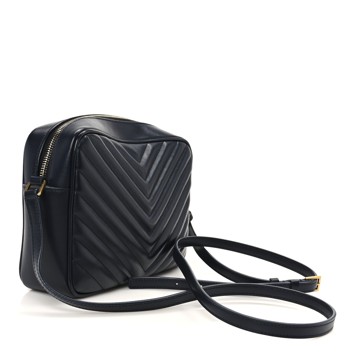 Saint Laurent Calfskin Matelasse Monogram Lou Camera Bag Deep Marine 3 of 10