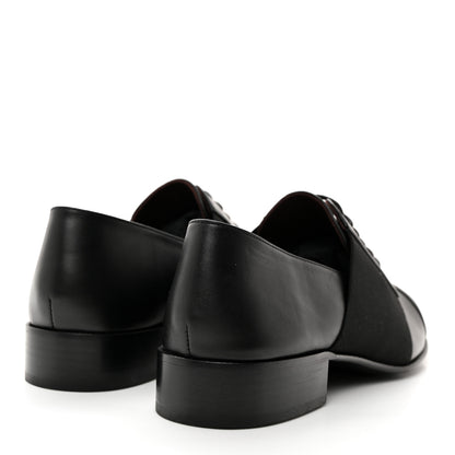 Chanel Calfskin Elastic Lace Up Cap Toe CC Loafers 38 Black 4 of 8