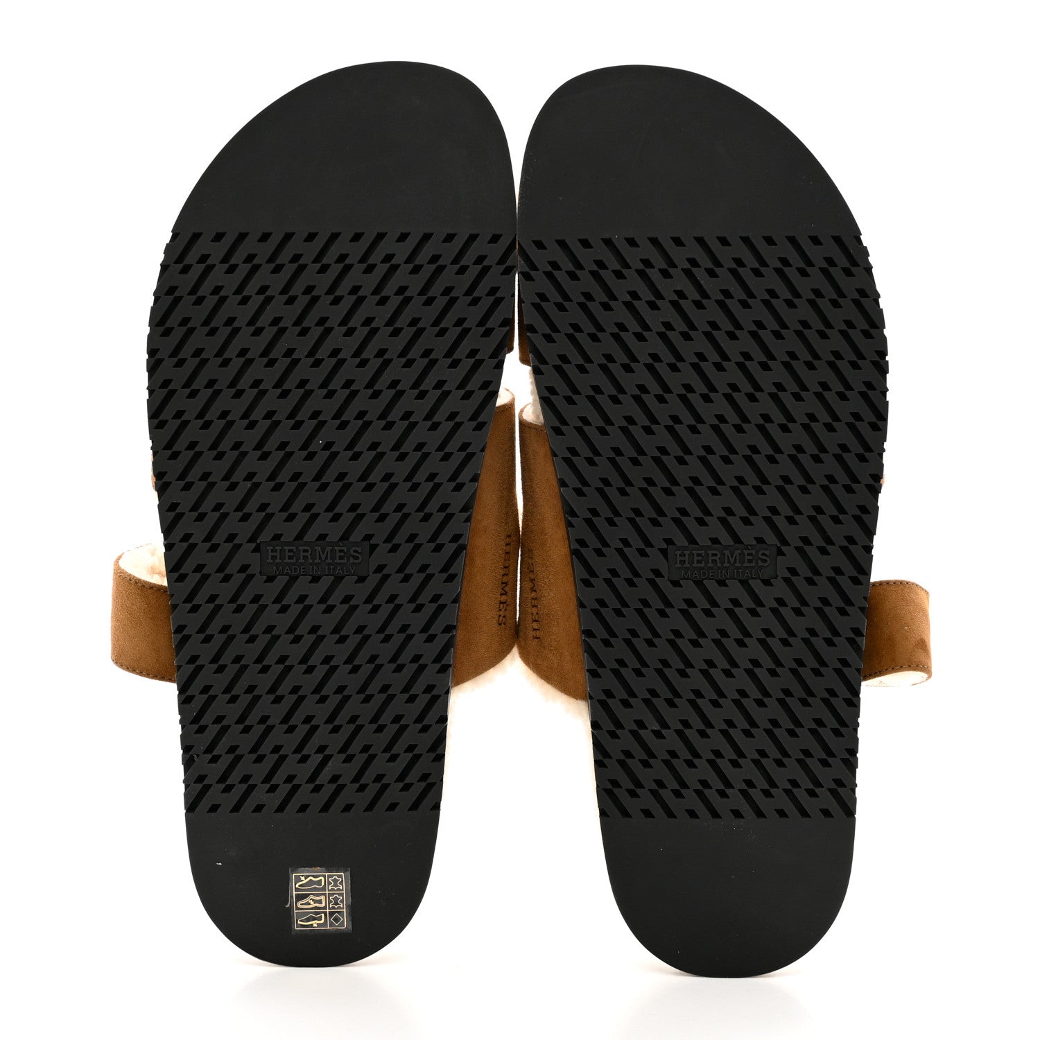 Hermes Suede Goatskin Woolskin Mens Chypre Sandals 45 Brun Fume Ecru 5 of 7