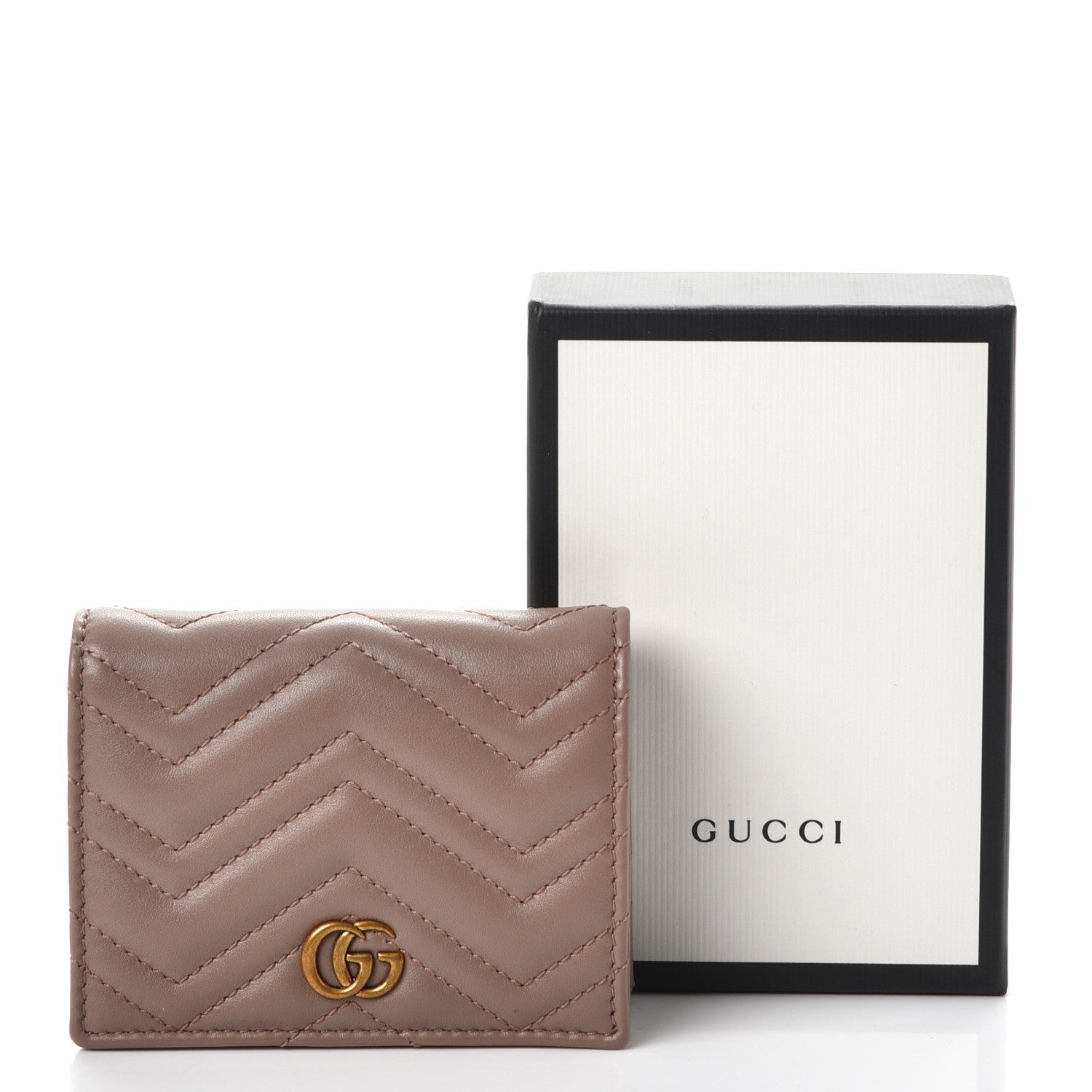Gucci Calfskin Matelasse GG Marmont Card Case Wallet Porcelain Rose 8 of 8