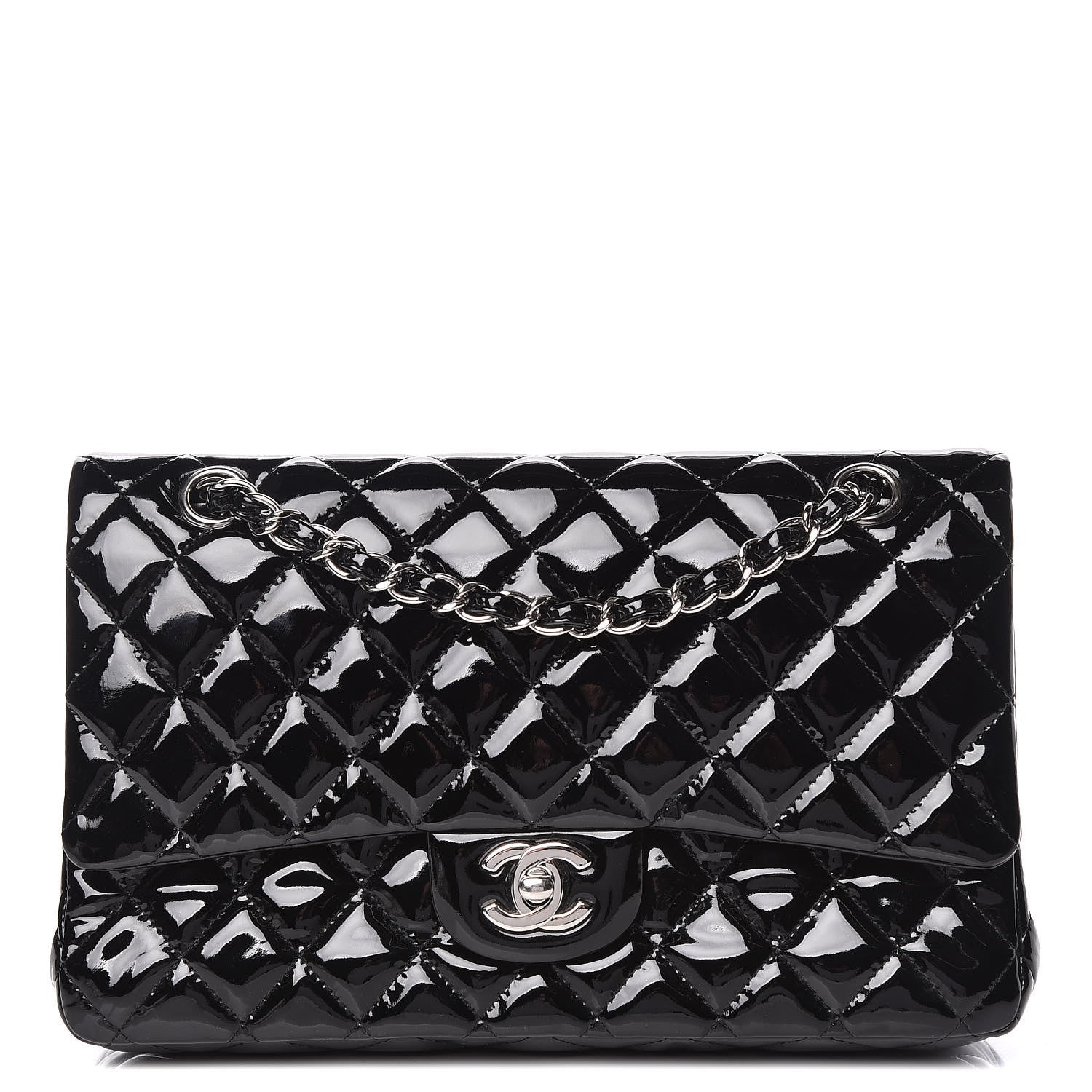 Chanel Patent Quilted Medium Double Flap Black 1 of 18