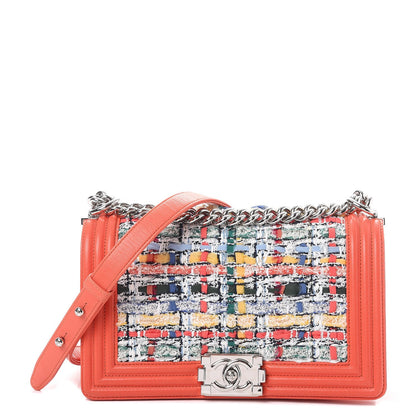 Chanel Lambskin Tweed Medium Boy Flap Coral 1 of 11