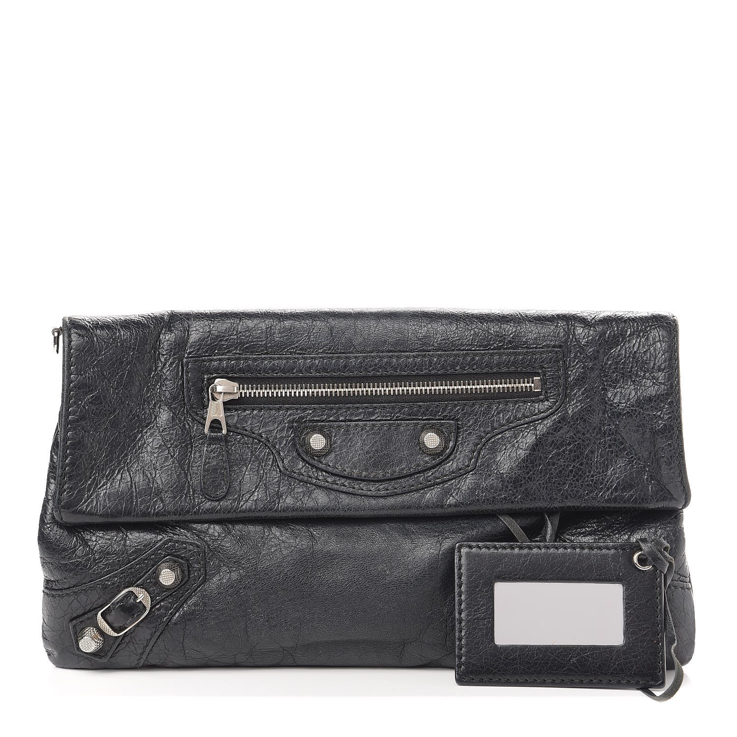 Balenciaga Agneau Giant 12 Silver Hardware Envelope Strap Clutch Black 1 of 8
