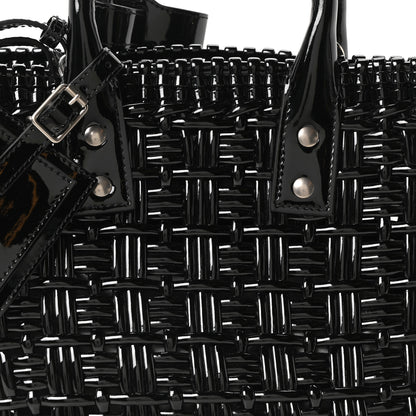 Balenciaga Varnished Faux Calfskin Braided XS Bistro Basket Black 7 of 9