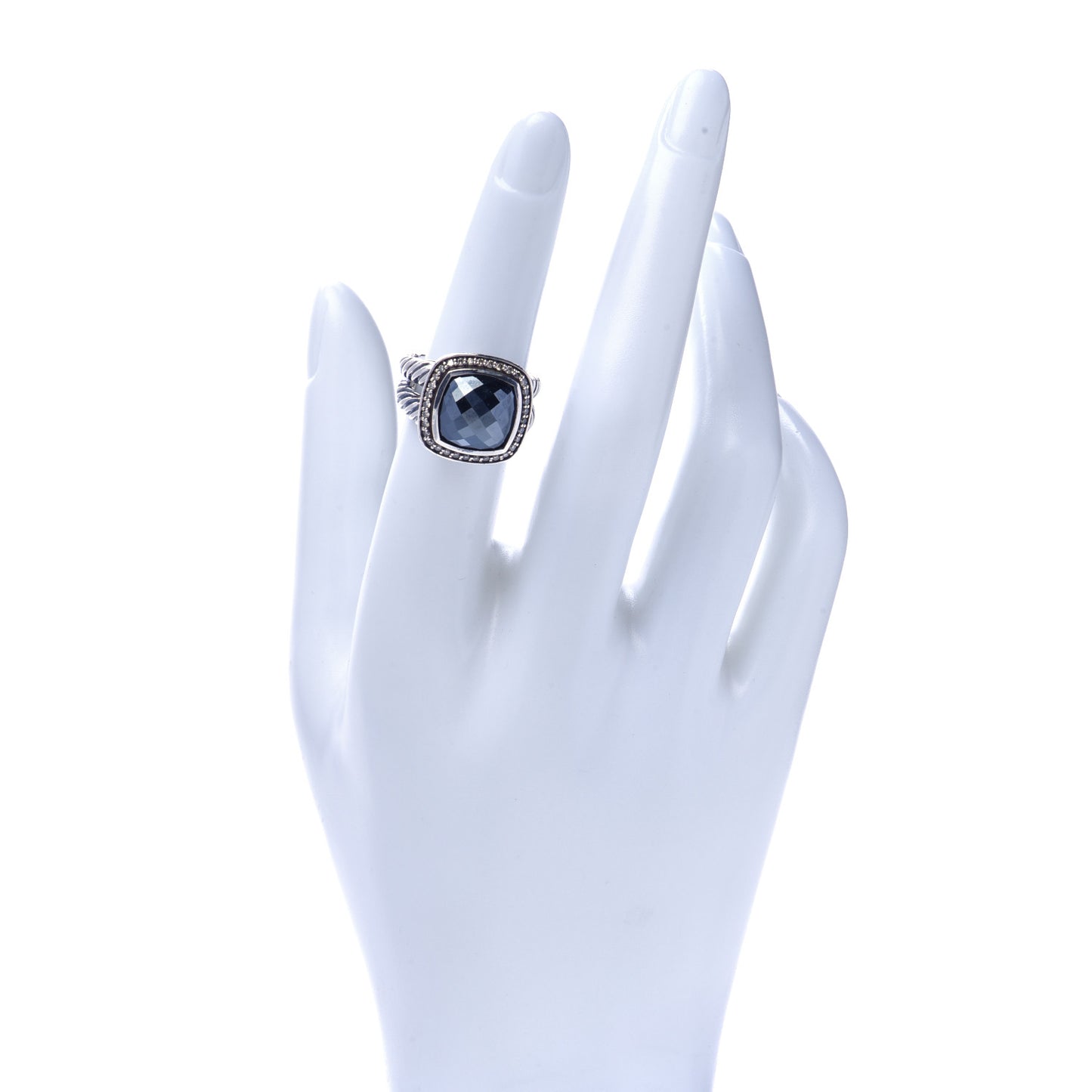 Sterling Silver Diamond Hematite 11mm Albion Ring 52 6