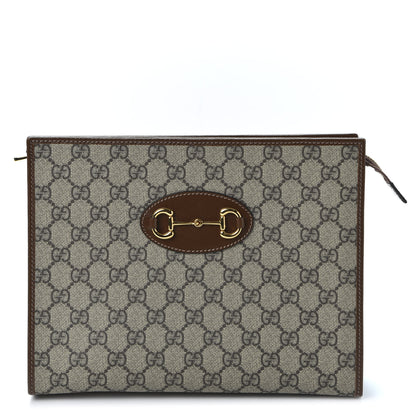 Gucci GG Supreme Monogram Horsebit 1955 Zip Pouch Beige Brown Sugar 1 of 9