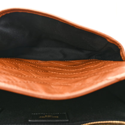 Saint Laurent Crinkled Calfskin Matelasse Monogram Medium Niki Chain Satchel Light Caramel 6 of 14