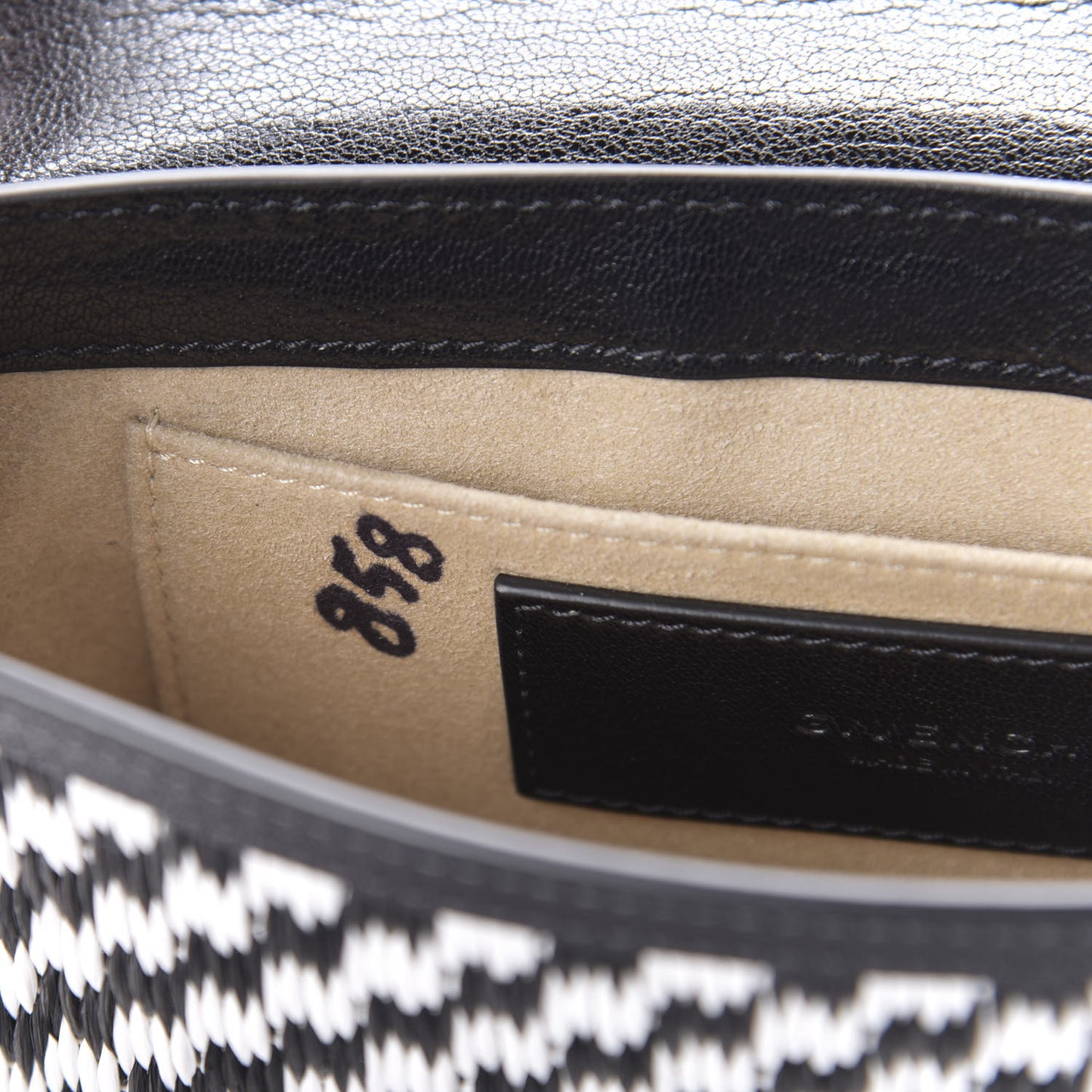 Straw Calfskin Charm Shoulder Bag Black White