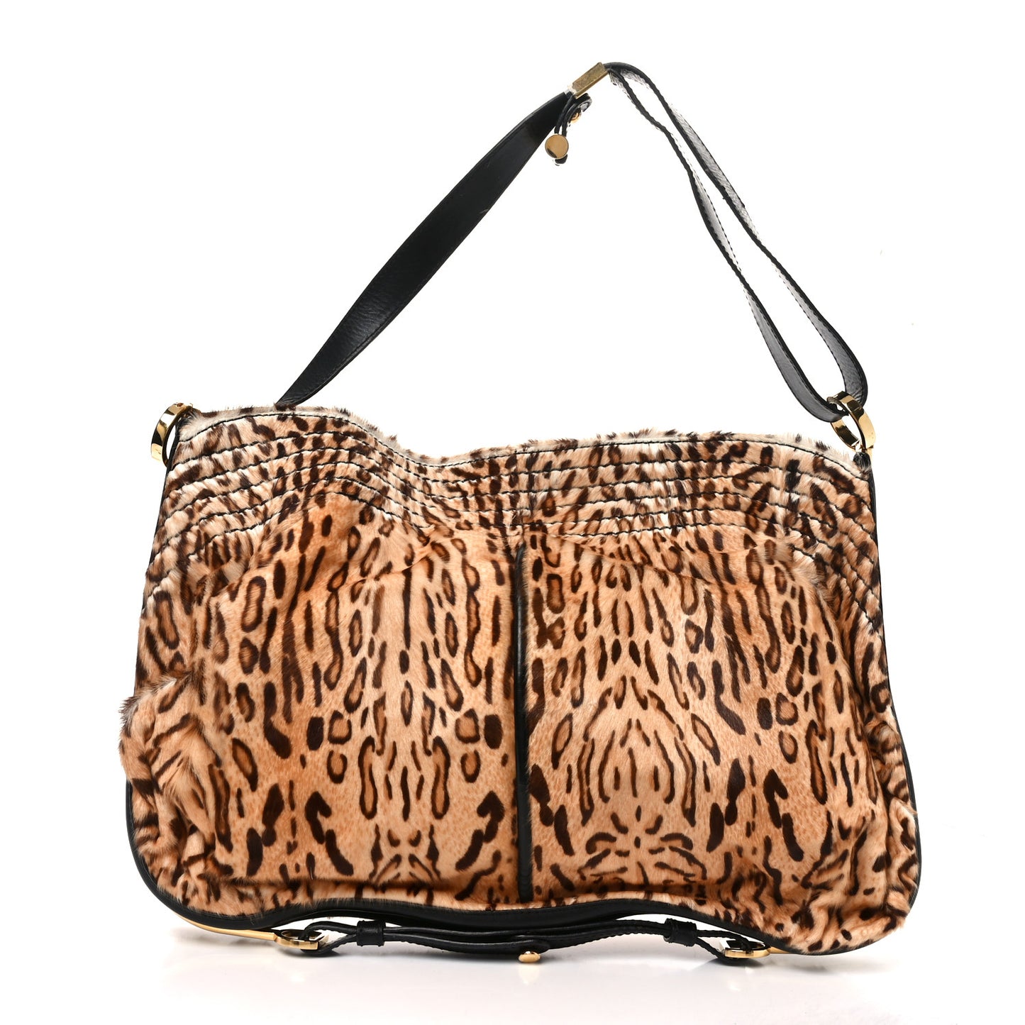 Wildcat Print Pony Hair Ayse Hobo Black