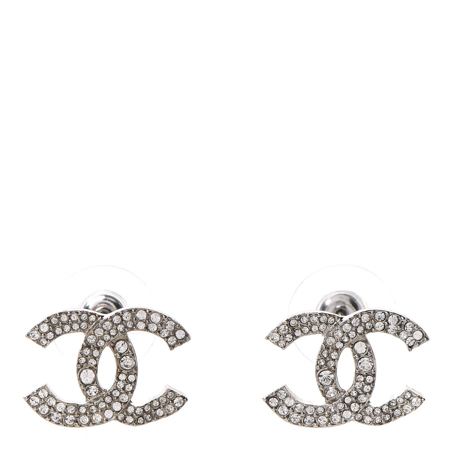 Chanel Crystal CC Earrings Silver 1 of 5