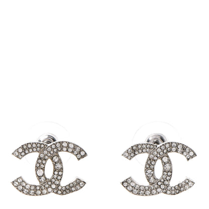 Chanel Crystal CC Earrings Silver 1 of 5