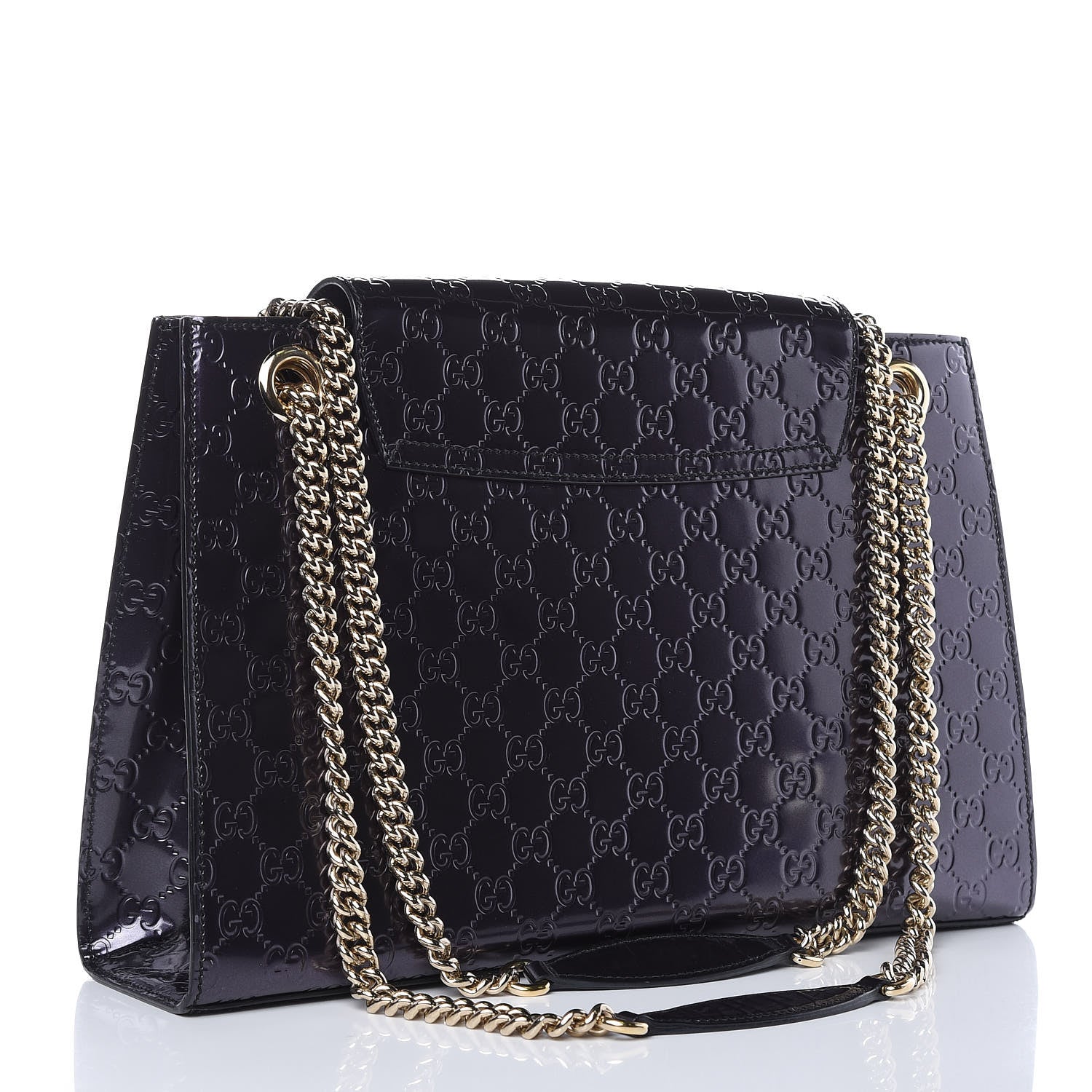 Gucci Shine Guccissima Large Emily Chain Shoulder Bag Melanzana 3 of 11