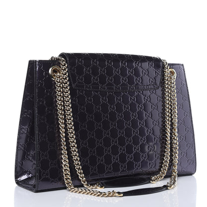 Gucci Shine Guccissima Large Emily Chain Shoulder Bag Melanzana 3 of 11