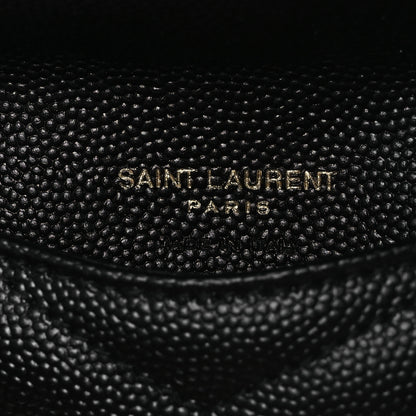 Saint Laurent Grain De Poudre Matelasse Chevron Monogram Compact Wallet Black 7 of 10
