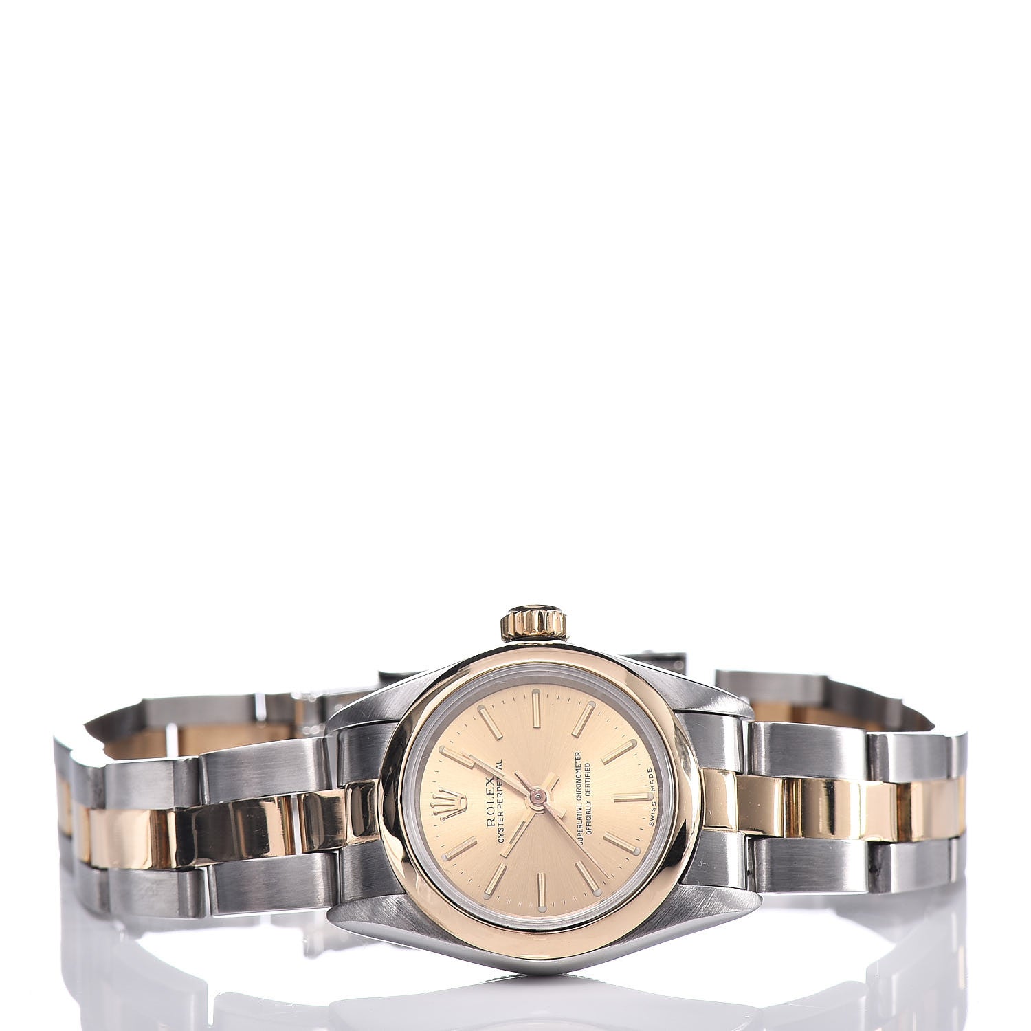 Rolex Stainless Steel 18K Yellow Gold 26mm Oyster Perpetual Watch Champagne 67183 3 of 9