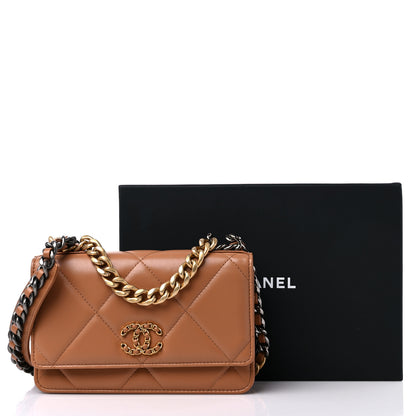 Chanel Lambskin Quilted Chanel 19 Wallet On Chain WOC Brown 11 of 11