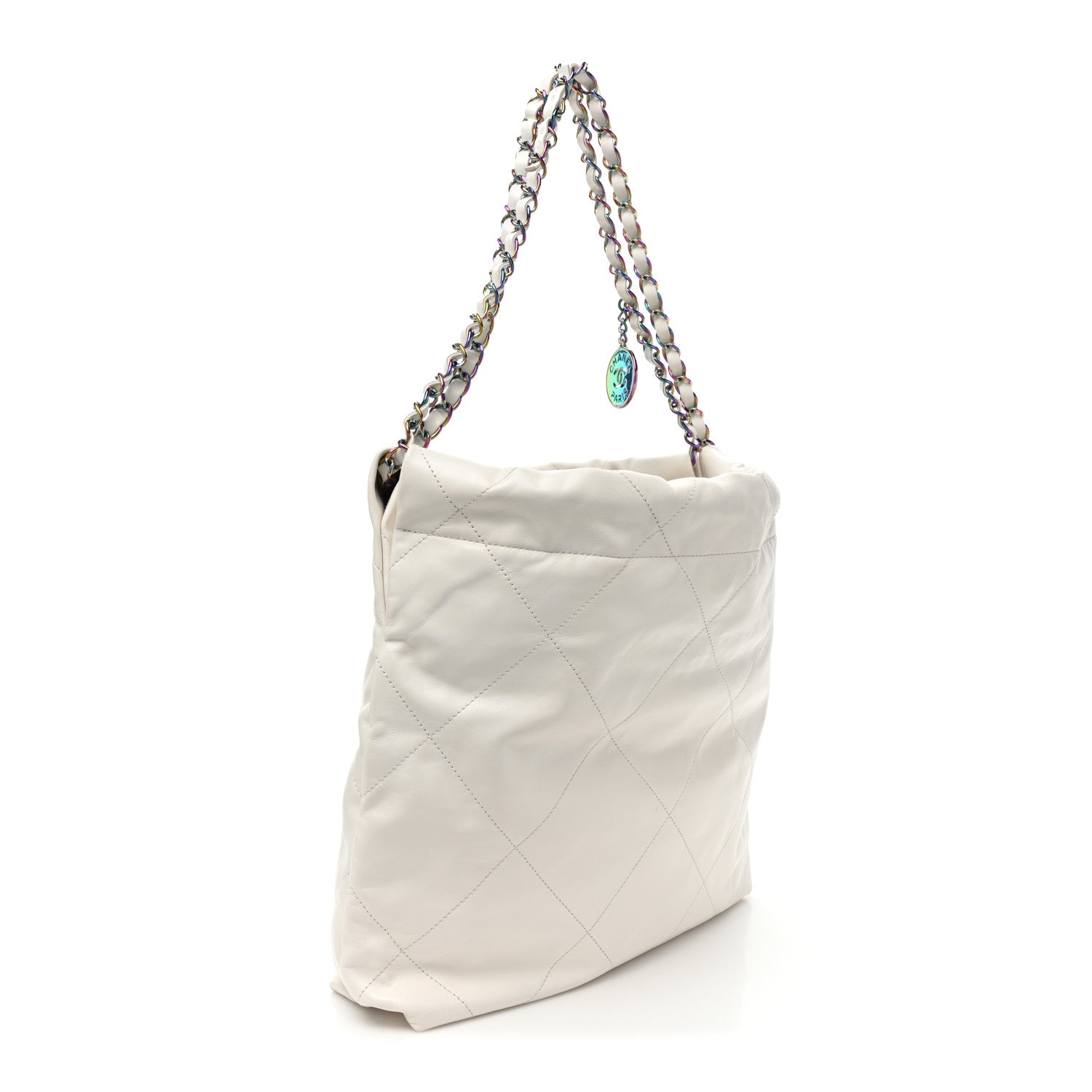 Chanel Shiny Calfskin Quilted Small Rainbow Chanel 22 White 4 of 15