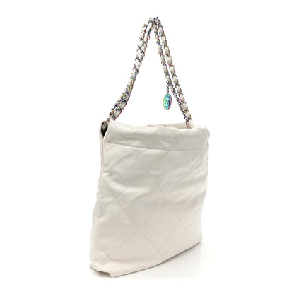 Chanel Shiny Calfskin Quilted Small Rainbow Chanel 22 White 4 of 15