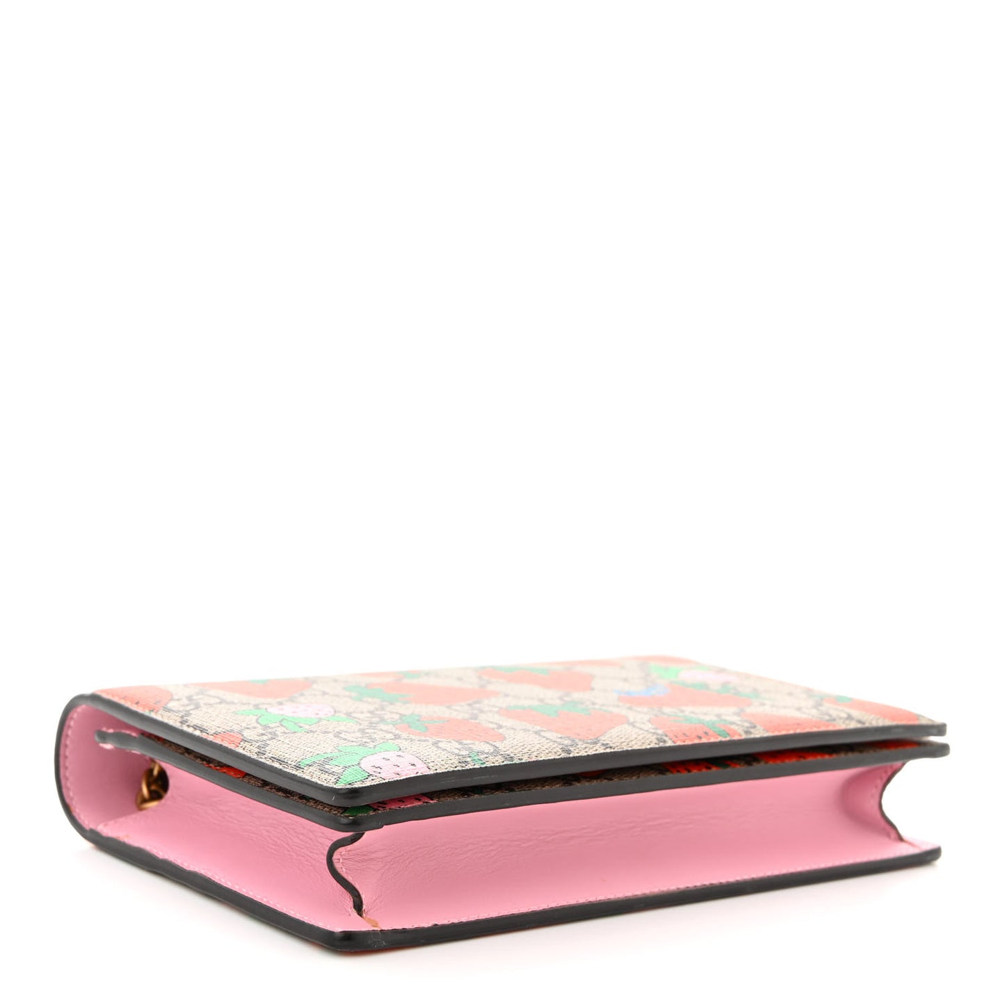 GG Supreme Monogram Strawberry Chain Wallet