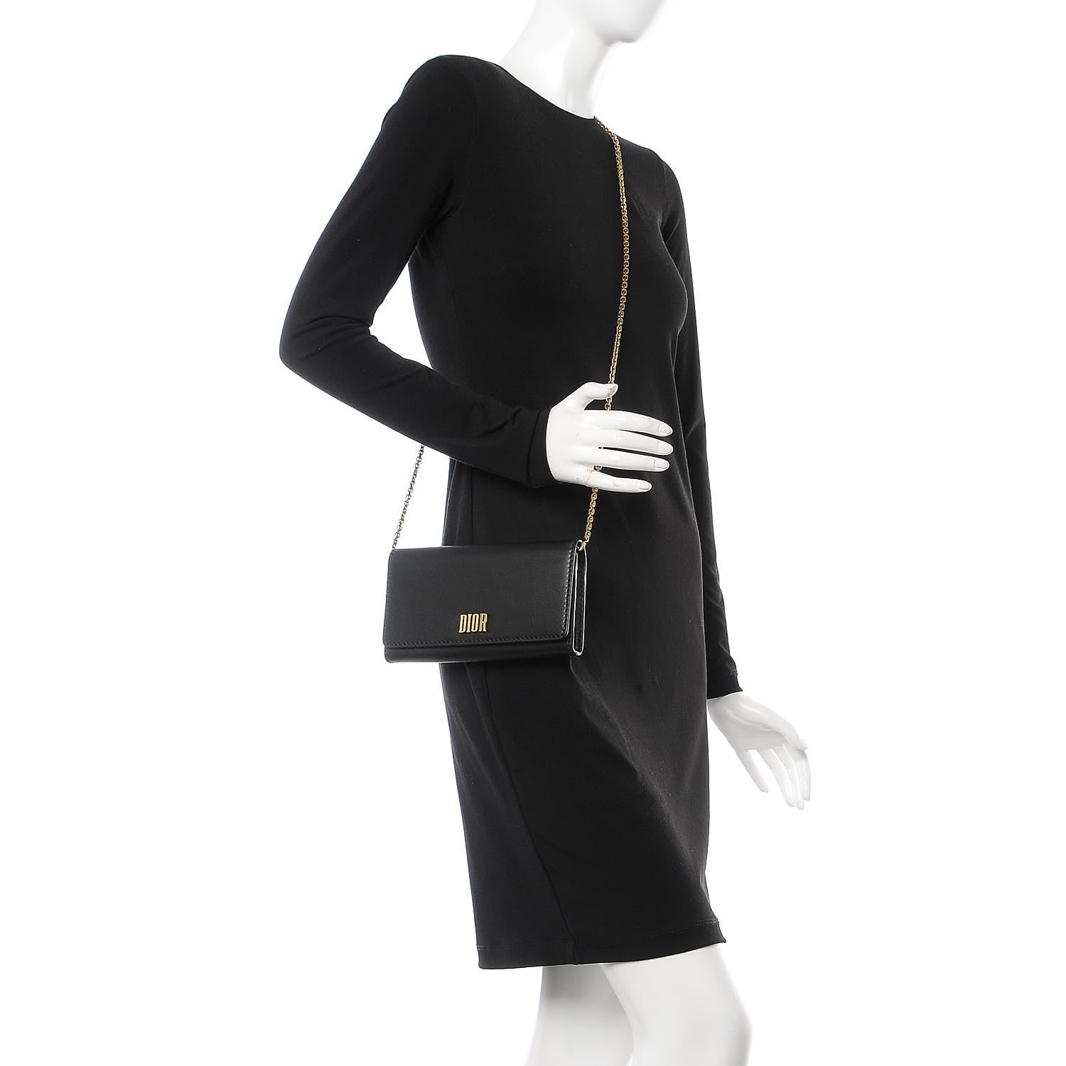 Christian Dior Calfskin D Fence Croisiere Chain Wallet Black 2 of 7