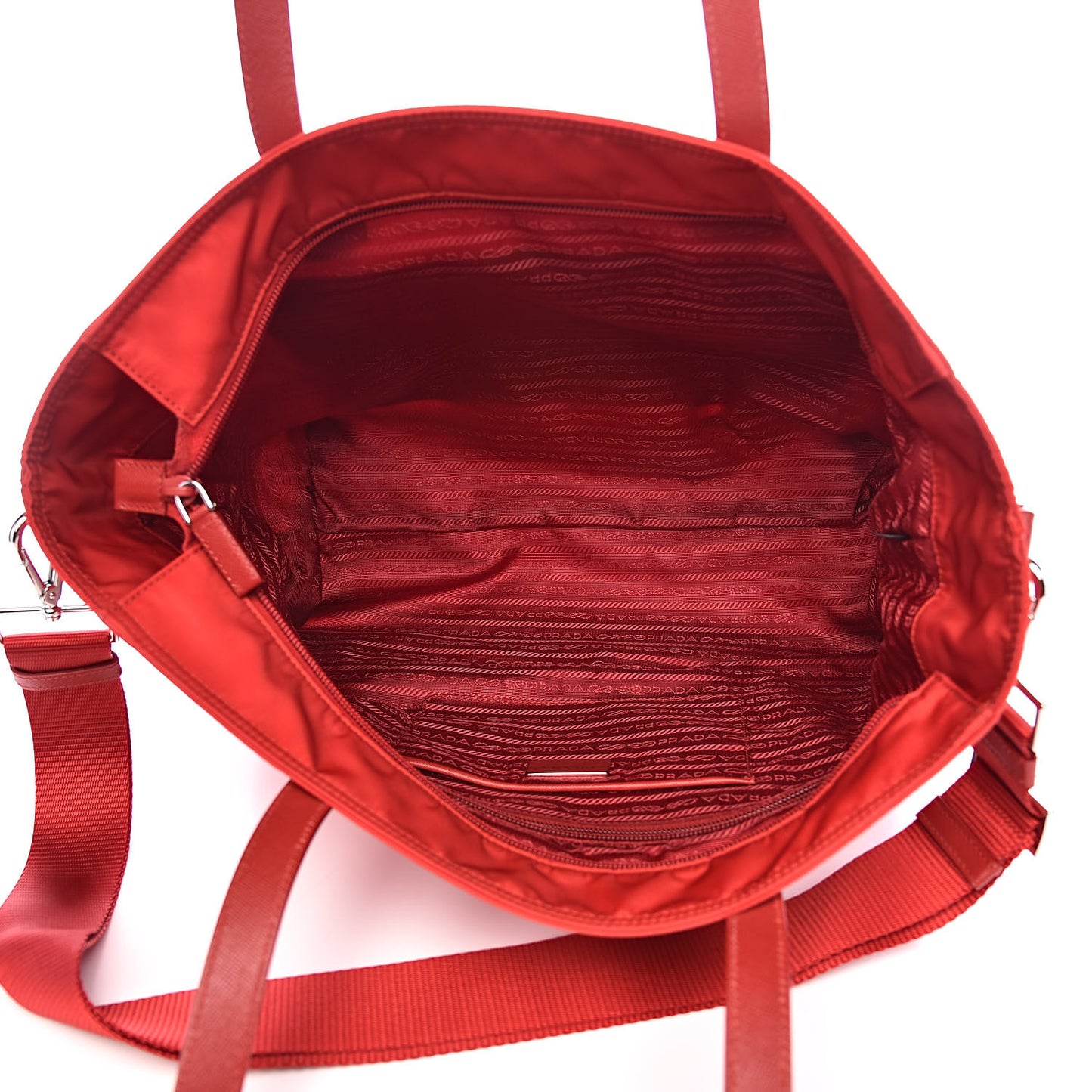 Tessuto Nylon Saffiano Shoulder Bag Rosso