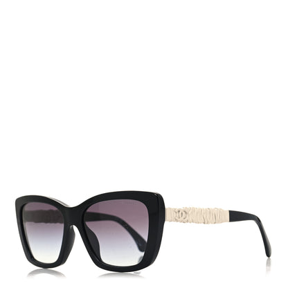 Chanel Acetate Calfskin Polarized Square Sunglasses 5476-Q-A Black White 1 of 8