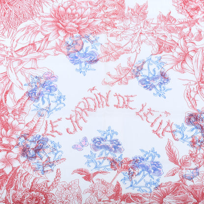 Hermes Cashmere Silk Le Jardin De Leila Au Bloc Shawl 140 Blanc Rose Vif Encre 3 of 8