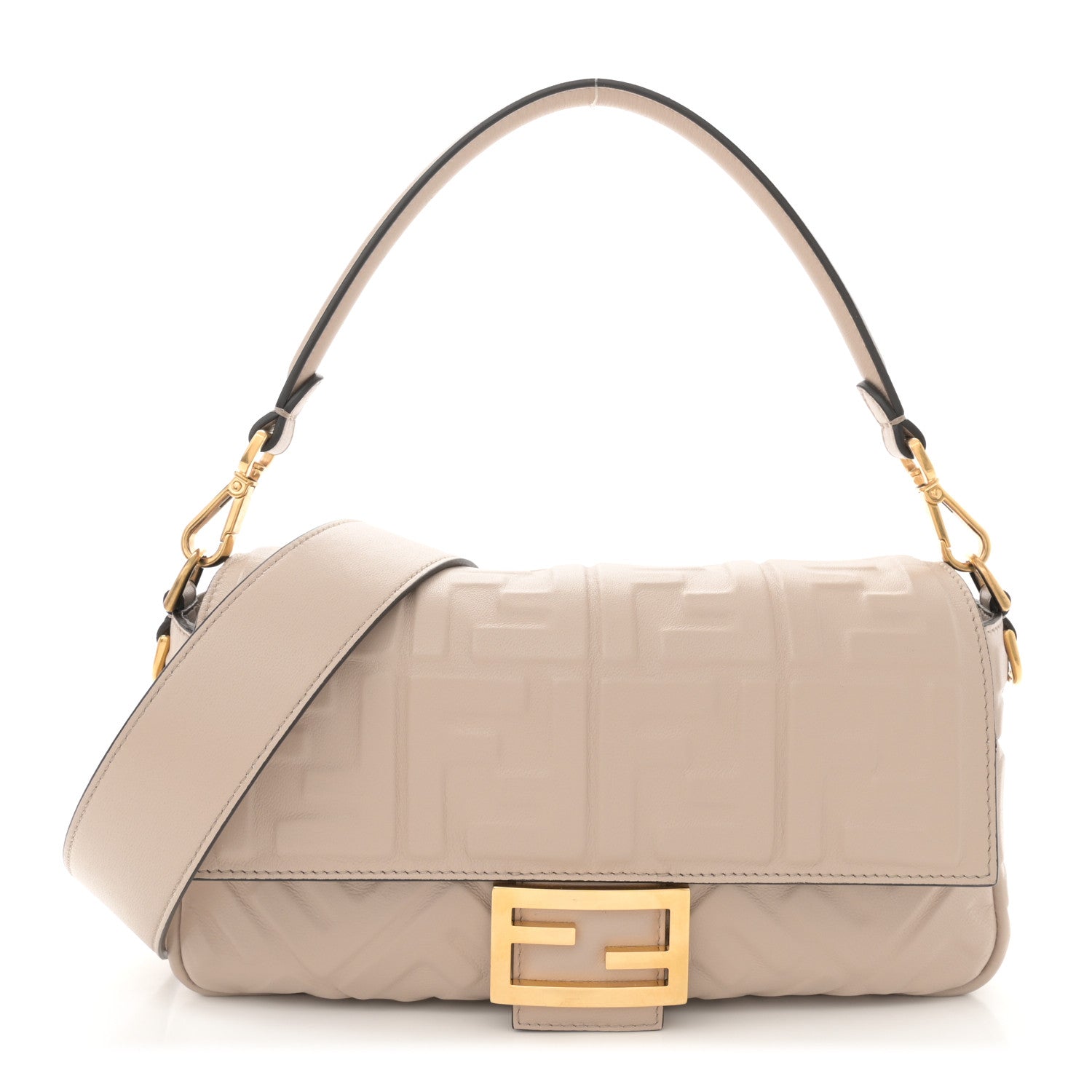Fendi Nappa FF 1974 Embossed Baguette Camelia 1 of 13
