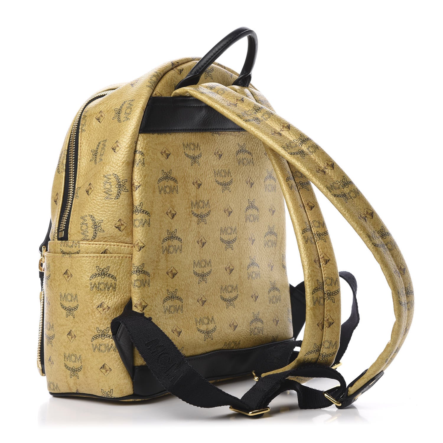 MCM Metallic Visetos Studded Small Dual Stark Backpack Gold 2 of 11