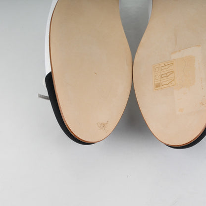 Chanel Fabric Glitter Cap Toe CC Ballerina Flats 38 White Black 7 of 9