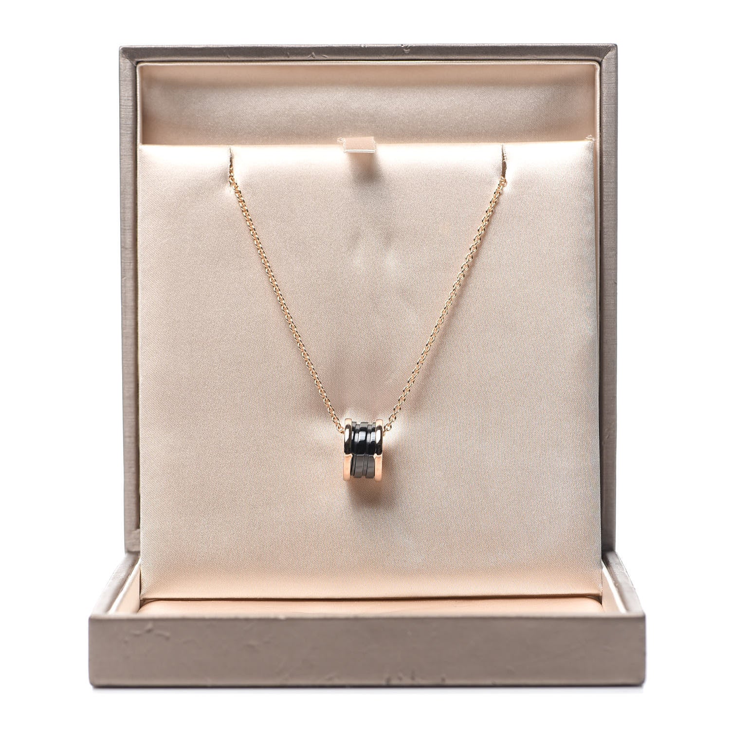 Bulgari 18K Rose Gold Black Ceramic B.Zero1 Pendant Necklace 5 of 5