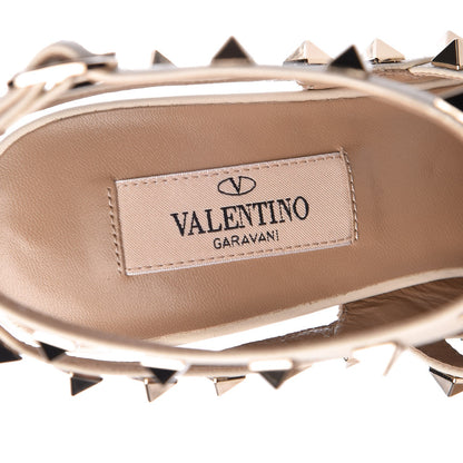 Valentino Garavani Pebbled Calfskin Rockstud Ankle Strap Pumps 38 Light Ivory 7 of 10