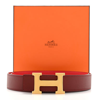 Hermes Swift Epsom 32mm Guilloche H Belt 90 36 Rouge H Rouge Casaque 8 of 8