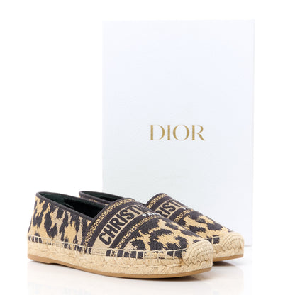 Christian Dior Cotton Embroidered Leopard Print Granville Espadrille 35 Natural 9 of 9