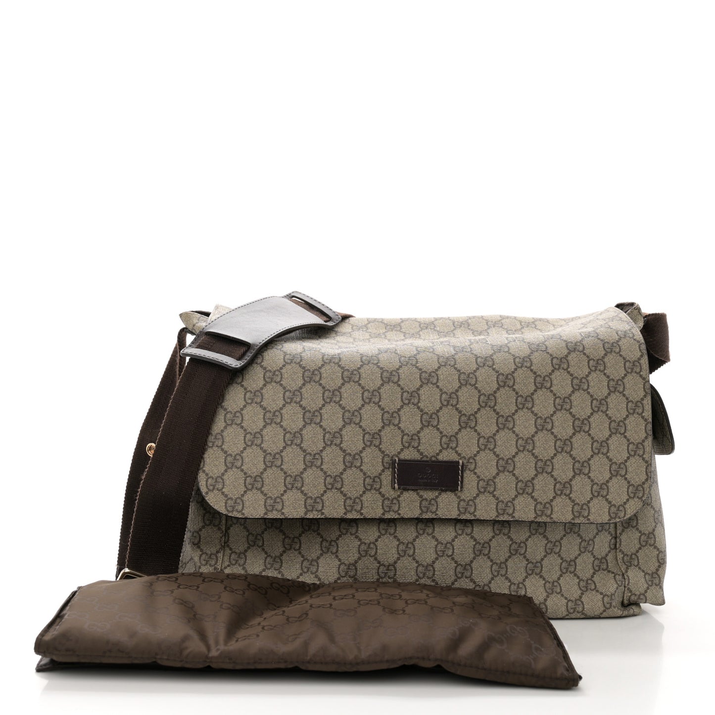 GG Plus Monogram Messenger Diaper Bag Dark Brown